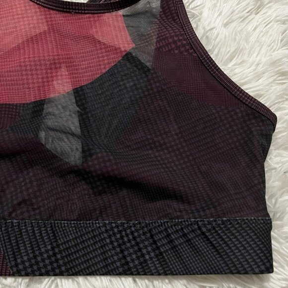 WEAR IT TO HEART SPORTS BRA SMALL RED BLACK SHEER PLAID CUT OUT STRAPPY BRALETTE - Picture 3 of 5